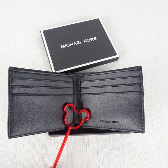 MICHAEL KORS Men's Wallet JET SET Slim Billfold Logo MK Brown Black New In Box - Picture 7 of 9